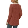 thumbnail image 6 of Long Sleeve Shirts for Women Sweaters Fall Outfits Color Block Winter Clothing Dressy Casual Soft Caramel Color S, 6 of 7
