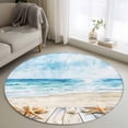 thumbnail image 2 of Area Rug 36in, Summer Beach Starfish Shell Floor Carpet Living Room Rug, Blue Sea Ocean Non-Slip Welcome Mat Indoor Rugs for Bedroom Dining Room, 2 of 9