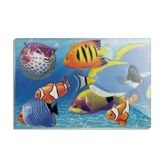 Tropical Coral Reef Fish Clown Rectangle Acrylic Fridge Refrigerator Magnet