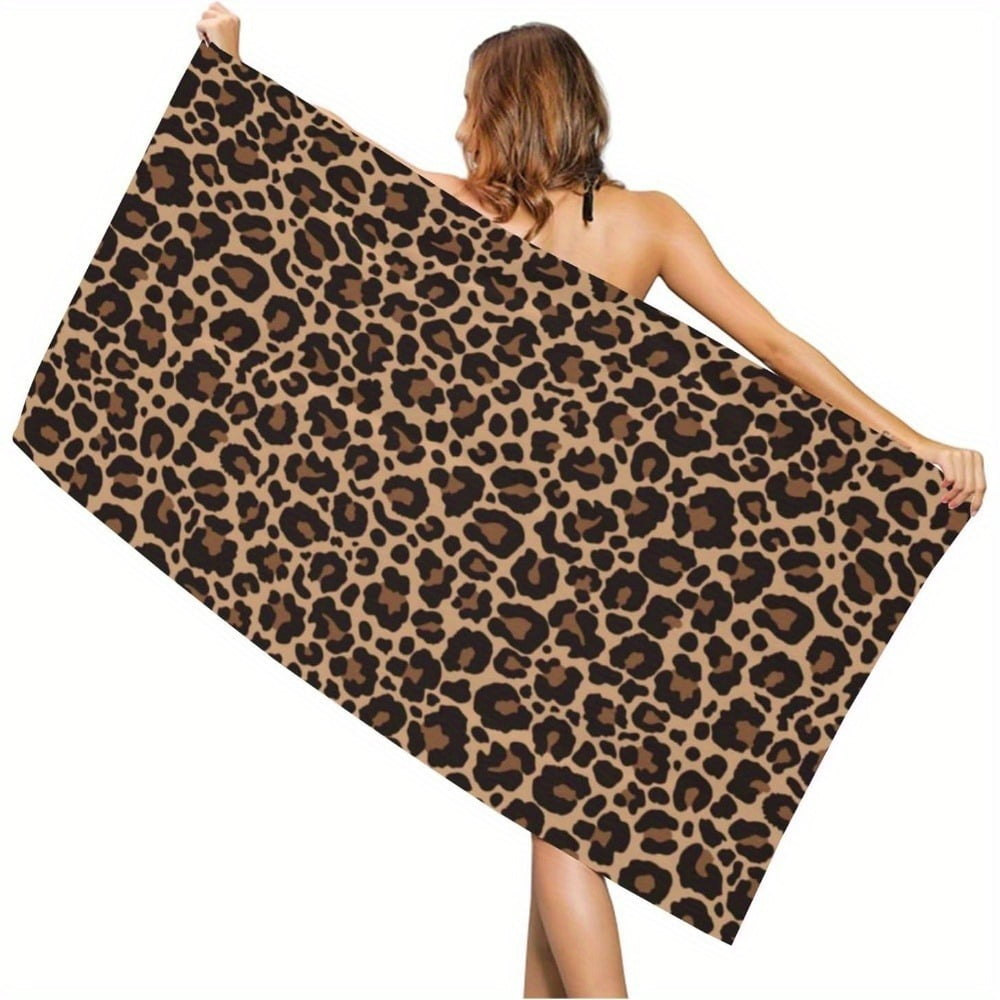 Leopard Print Beach Towel Quick Dry Super Soft Microfiber Towel, Suitable For Pool, Bathtub, Spa, Soft Towel Super Absorbent, Great Gift For Summer Vacation, Outdoor Picnic