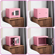BESAFETY 0.25 Feet Cubic Safe Box, Money Lock Safes with Digital Keypad, USB Cable and Sensor Light, Security Safe for Home Office Hotel (Pink)