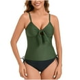 thumbnail image 2 of Women's Ruched Tankini Swimsuits V Neck Wrap Tie Back Two Pieces Bathing Suit Adjustable Shoulder Strap Tummy Control Swimwear Swim Top with Bottom Green,L, 2 of 6