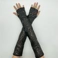 thumbnail image 2 of Sparkly Sequined Fingerless Gloves for Women Elastic Glitter Fashion Handwear, 2 of 8