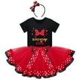 thumbnail image 2 of IBTOM CASTLE Toddler Girls Birthday Outfit Polka Dots Tops Tutu Skirt Mouse Ears Headband for Cake Smash Photo Shoot 5 Years Black + Red - Bowknot, 2 of 8