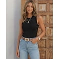 thumbnail image 5 of CHICME Rhinestone Tank Tops For Women Solid Color Ribbed Crew Neck Sleeveless Basic Vest Slim Fit Party Y2K Womens Sparkly Top Black-S, 5 of 8