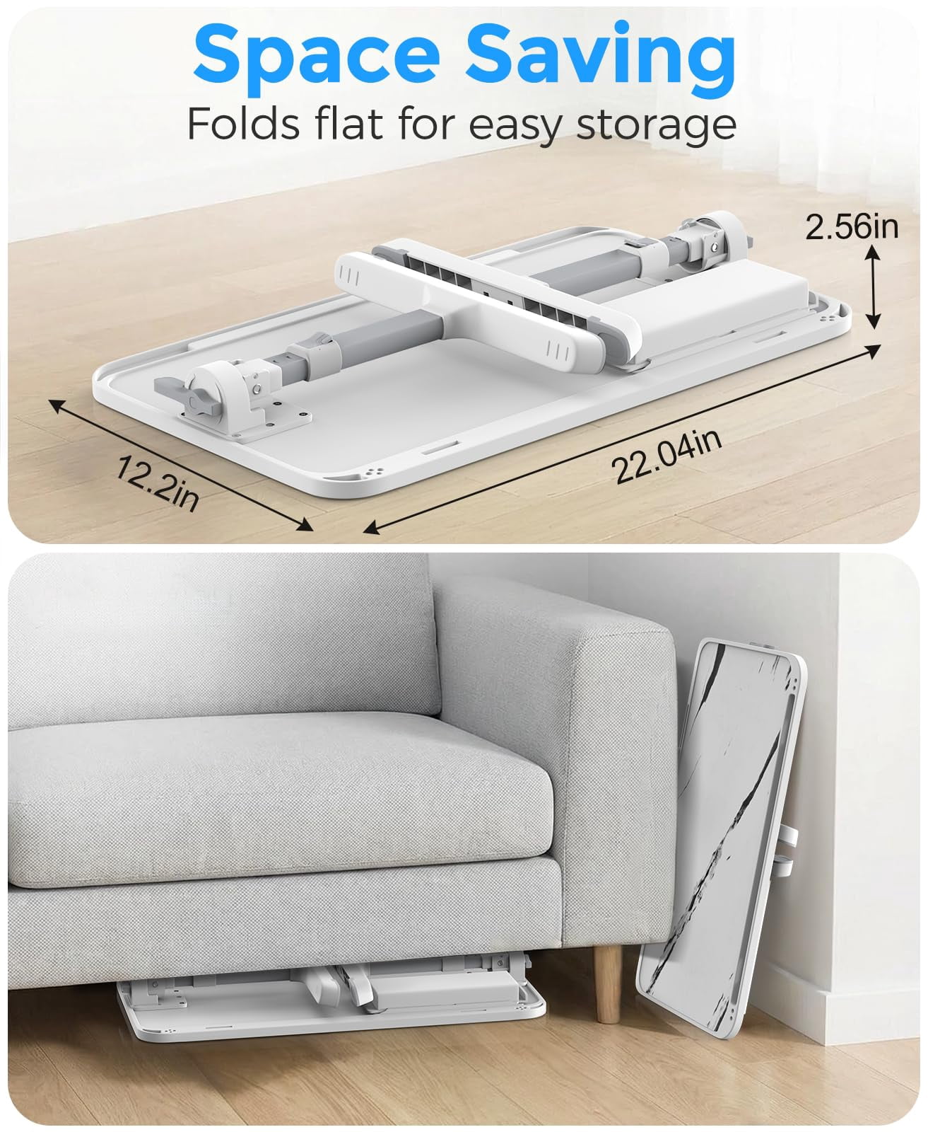 Laptop Bed Tray Table  Adjustable Sturdy Stand For With Materials Folding Portable Lap Desk Drawer Writing Working Reading Eating Couch Floor (marble 22.04"*12.2")