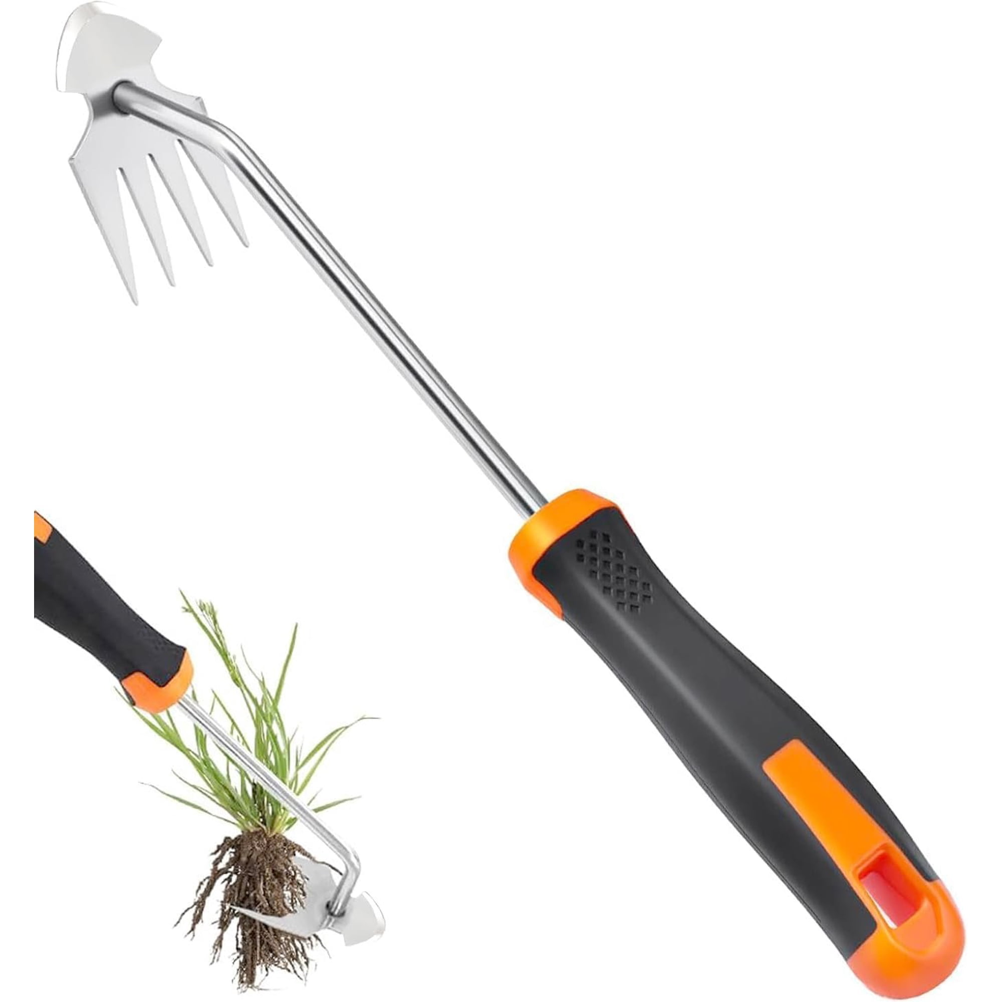 Manganese Steel Hand Weeder Heavy-Duty 4- Gardening Tool for Tough Weeds & Soil Loosening Non-Slip Grip for Garden Beds & Vegetable Plots (red)