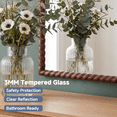 thumbnail image 6 of SANGNI 36" x 24" Arched Wall Mirror, Rustic Walnut Solid Wood Rope Carved Frame, Farmhouse Decor, 6 of 10