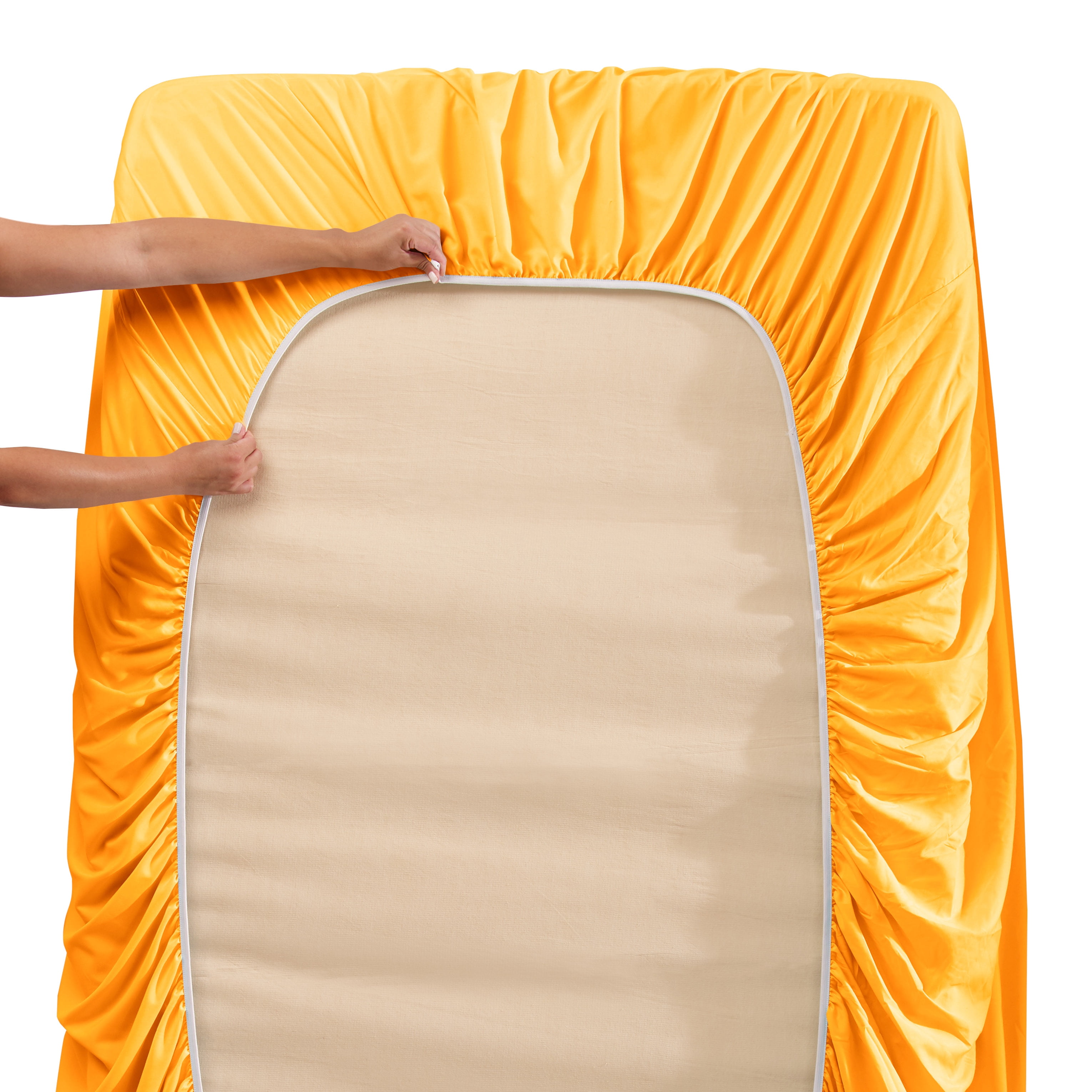 Premium 1800 Collection 18" - 21" Extra Deep Pocket Fitted Sheet, Fits High Profile Mattresses with Toppers, Double Brushed Soft Microfiber, Hypoallergenic, Full Size - Yellow