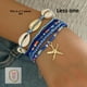 thumbnail image 1 of Pulsera tejida con cuentas de arroz blanco hecha a mano con cordón azul de concha y tortuga tejida para mujer, 1 of 6
