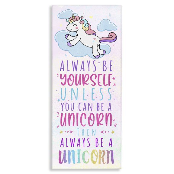 Stupell Industries Contemporary Be Yourself or a Unicorn Canvas Art, 13 x 30, by Ziwei Li