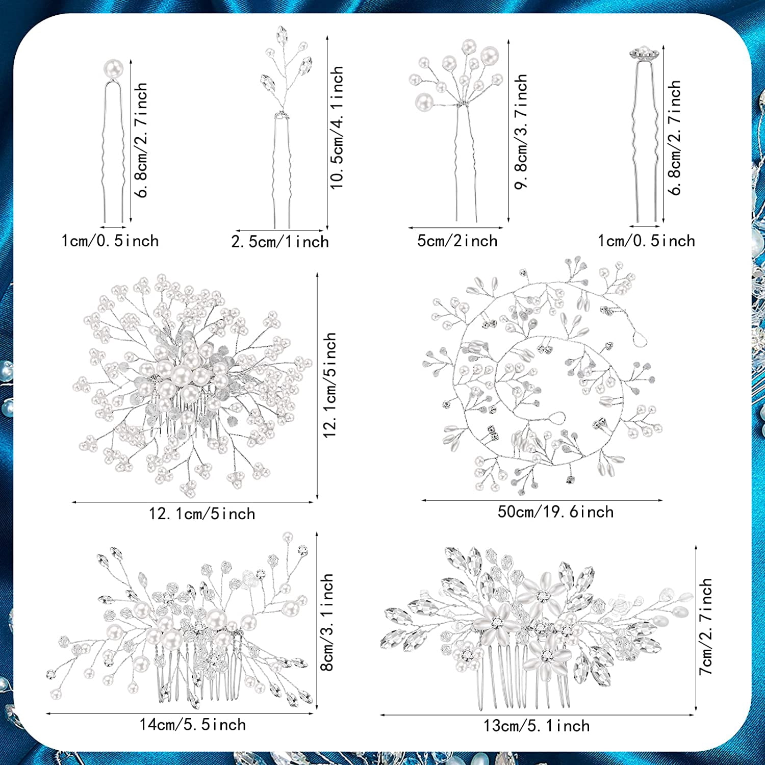 44 Pieces Wedding Hair Comb Faux Pearl Crystal Bride Hair Accessories Hair Side Comb Clips U-shaped Flower Rhinestone Pearl Hair Clips for Bride Bridesmaid (Fresh Style)