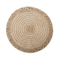 Beautynvta 15 Inch Round Burlap Placemat, Boho Straw Woven Rustic Vintage Heat Resistant Dining Table Mat for Home Wedding Farmhouse Christmas Easter Party Decor