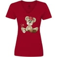 thumbnail image 3 of Inktastic Baseball Teddy Bear Women's V-Neck T-Shirt, 3 of 5