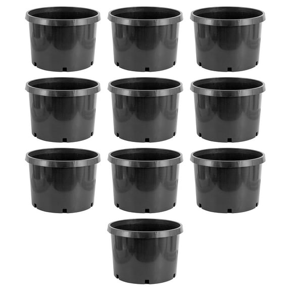Pro Cal 10 Gal Premium Nursery Planter Garden Grow Pots, Black (Set of 10)