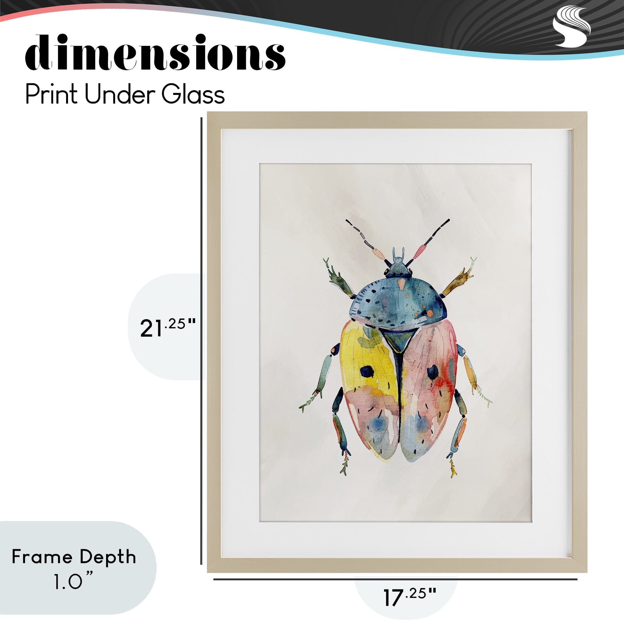 Stupell Industries Whimsical Boho Beetle Birch Framed Print Under Glass, design by Kim Allen