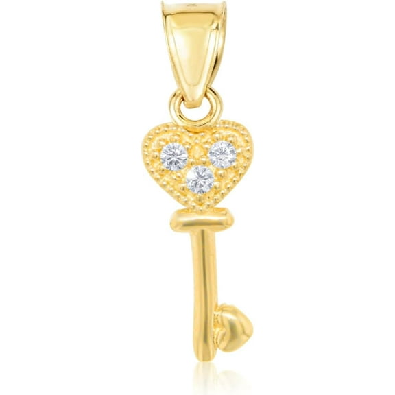 Floreo 10k Yellow Gold Mini CZ Heart Key Pendant