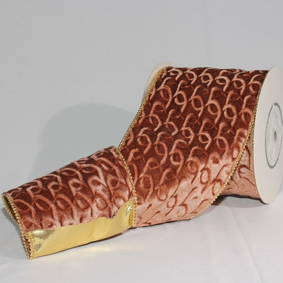 Gold Backed Brown with Gold Pearl Edge Wired Craft Ribbon 6" x 20 Yards