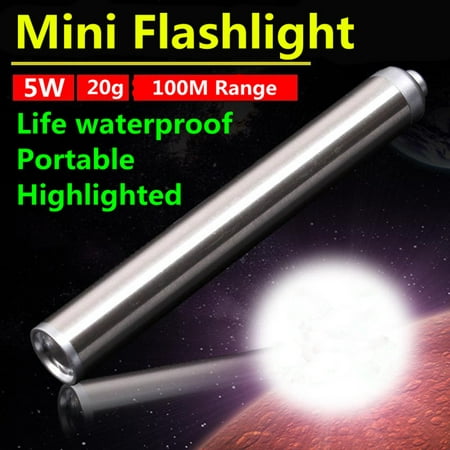 Mallroom 5W 100M Silver Super Mini LED Flashlight Pen Pocket Tactical