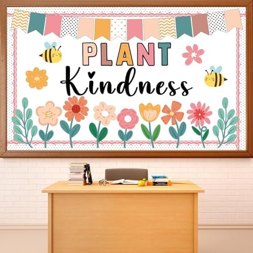 Fall Floral Bulletin Board Classroom Decorations Plant Kindness Cutouts Positive Inspirational Colorful Flower Bulletin Board for School Office Home Nursery Chalkboard Door Wall Decor$$Office