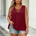 thumbnail image 3 of NominalSnug Plus Size Sweaters Vest for Women Ribbed Knit Sleeveless Top Crisscross V Neck Pullover Top Casual Loose Pleated Tunic Tops, 3 of 6