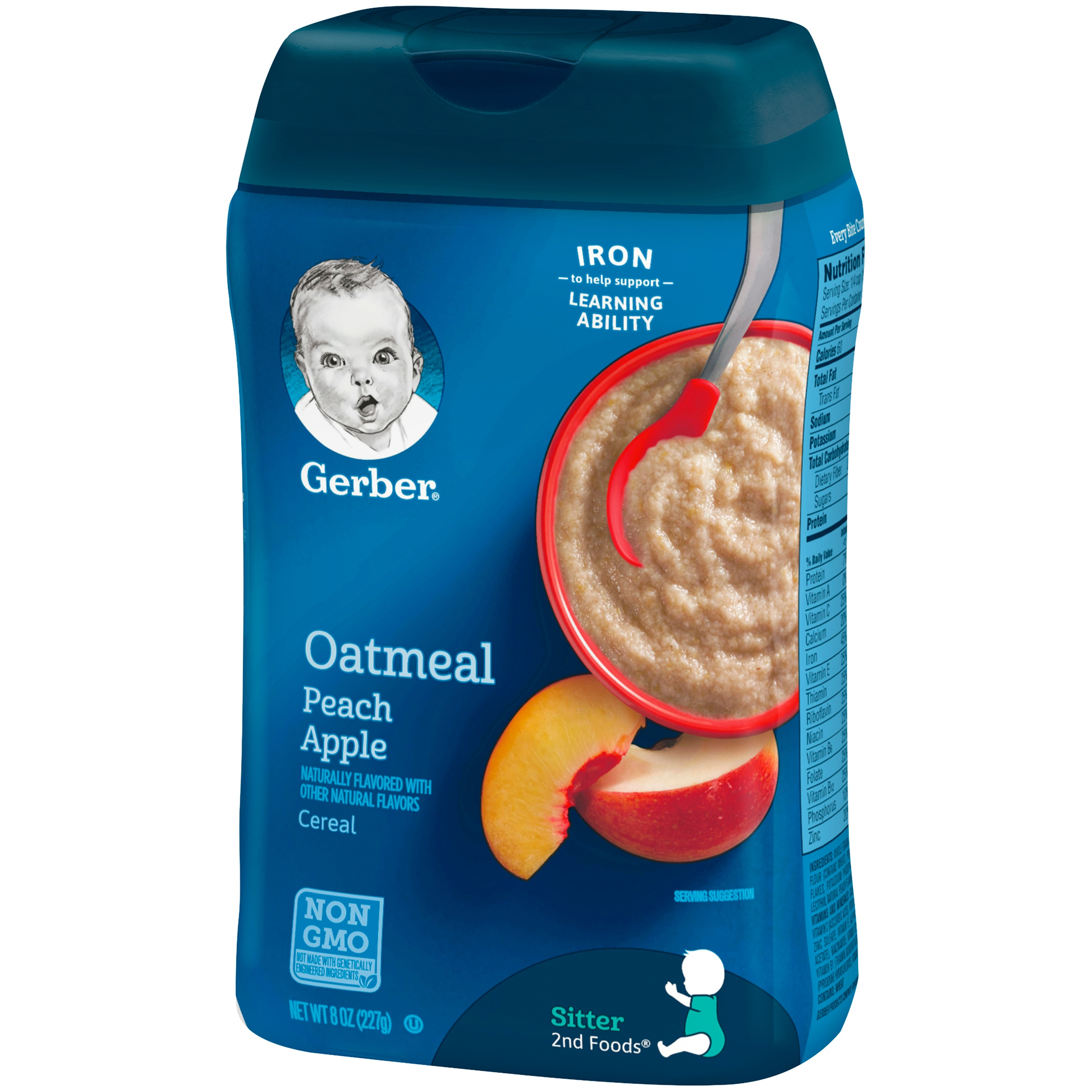 GERBER Oatmeal and Peach Apple Baby Cereal 8 oz - image 6 of 8