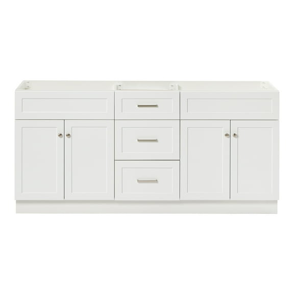 Ariel Hamlet 72 In. Double Sink Base Cabinet In White