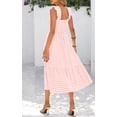 thumbnail image 2 of Vestido de verano PRETTYGARDEN, cuello cuadrado, volantes, a cuadros, midi, rosa, 2 of 9