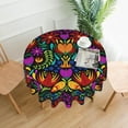 thumbnail image 2 of Colorful Mexican Floral Tablecloth Round Table Cover Washable Polyester Table Cloth for Kitchen Party Picnic Dining Decor 60 Inch, 2 of 7
