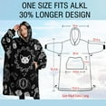 thumbnail image 4 of Oversized Wearable Blanket Hoodie,Black Gothic Skull Cat Pattern Sherpa Blanket Hoodie with Super Pockets,Super Warm Fuzzy Pullover for Women & Men, 4 of 6