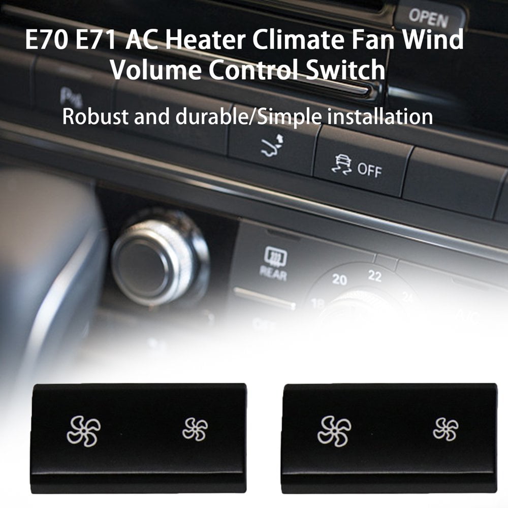 Beler AC Climate Control Panel Fan Speed Switch Button Cover - Fits BMW X5 E70 (2006-2013) & X6 E71 (2008-2014), Black ABS Plastic