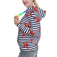 thumbnail image 2 of Honeii Starfish Navy Blue Stripe Pattern Womens Oversized Hoodies Long Sleeve Sweatshirts Pullover Fall Outfits with Pocket-XX-Large, 2 of 7