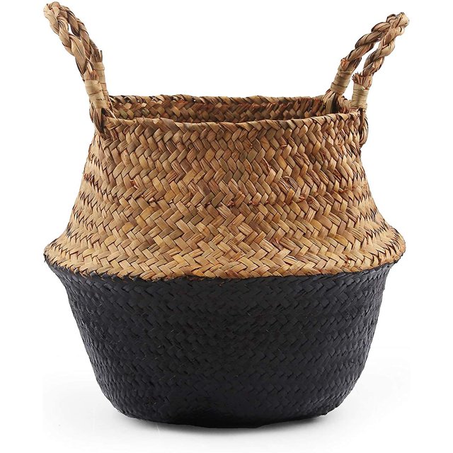 Cesta tejida a mano, cesta de almacenamiento, cesta de lavandería, cesta de decoración, planta colgante, cesta de jardín 38x34 cm Feliz Sencillez
