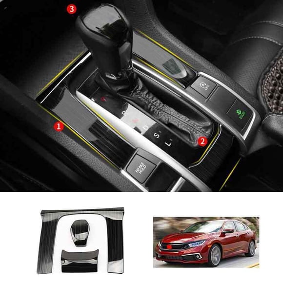 Suitable for Honda Civic 2016-2021 black titanium alloy center console gear replacement plate decoration 3X-
