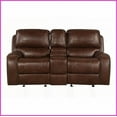 thumbnail image 2 of Achern Brown Faux Leather Manual Reclining Sofa & Loveseat Set with Storage Console & USB Ports for Living Room, 2 of 12