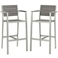 thumbnail image 2 of Modway Shore Outdoor Patio Aluminum Bar Stool Set of 2 in Silver Gray, 2 of 5