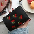 thumbnail image 3 of Cherry Embroidered Short Wallet, Zipper Portable Coin Purse, Versatile Clutch Purse, 3 of 6