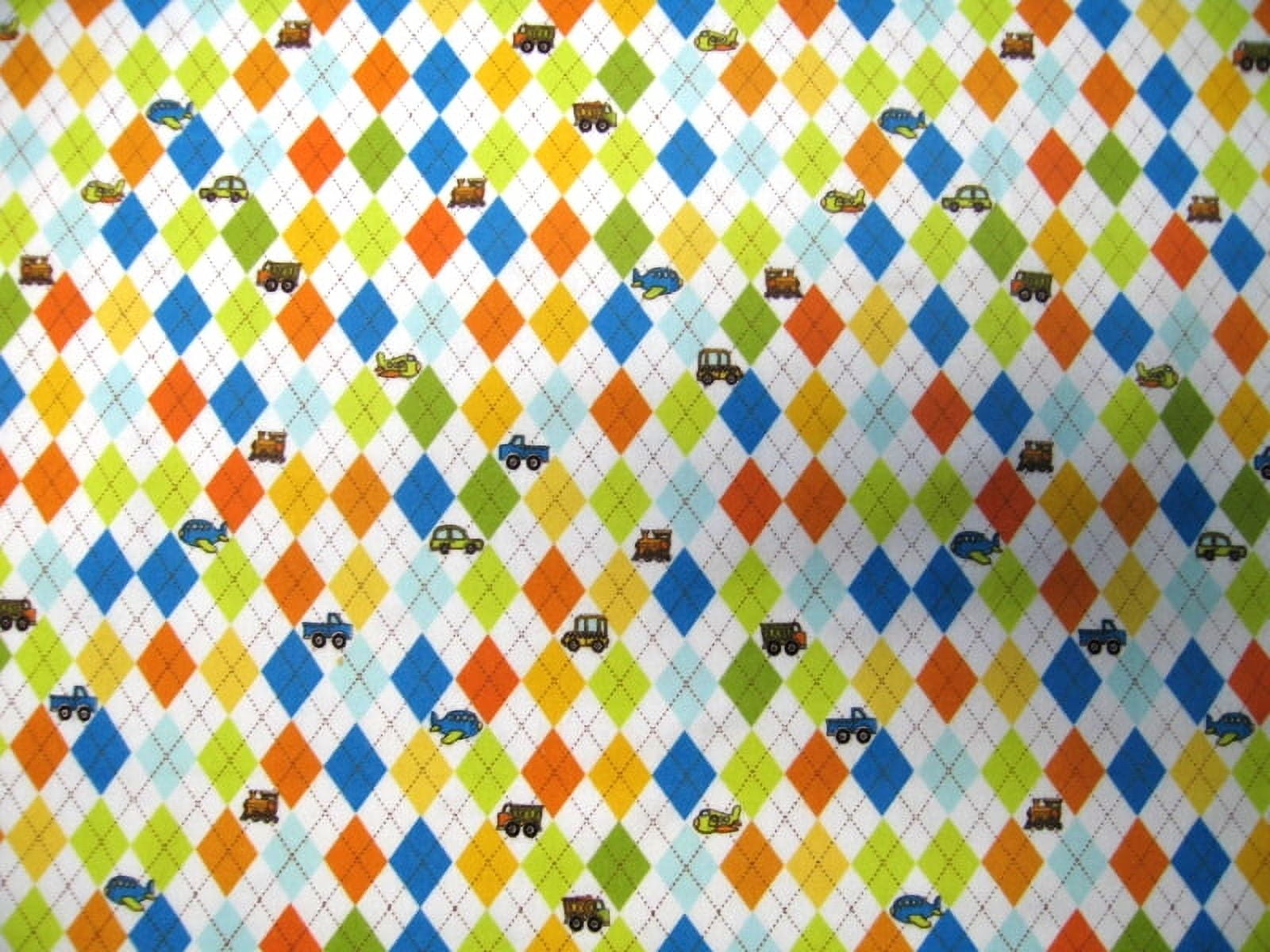 SheetWorld Fitted 100% Cotton Flannel Pack N Play Sheet 29 x 42, Argyle Transport