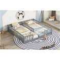 thumbnail image 4 of JERFIT Grey Twin over Twin Floor Bed Frame with Guardrails, Low Profile Pine Wood Platform Bed, No Box Spring Needed, 4 of 10