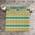 thumbnail image 4 of Ambesonne Colorful Quilted Bedspread Set 3 Pcs, Ethnic Geometric Shapes, Queen Size, Pistachio Green Orange, 4 of 4
