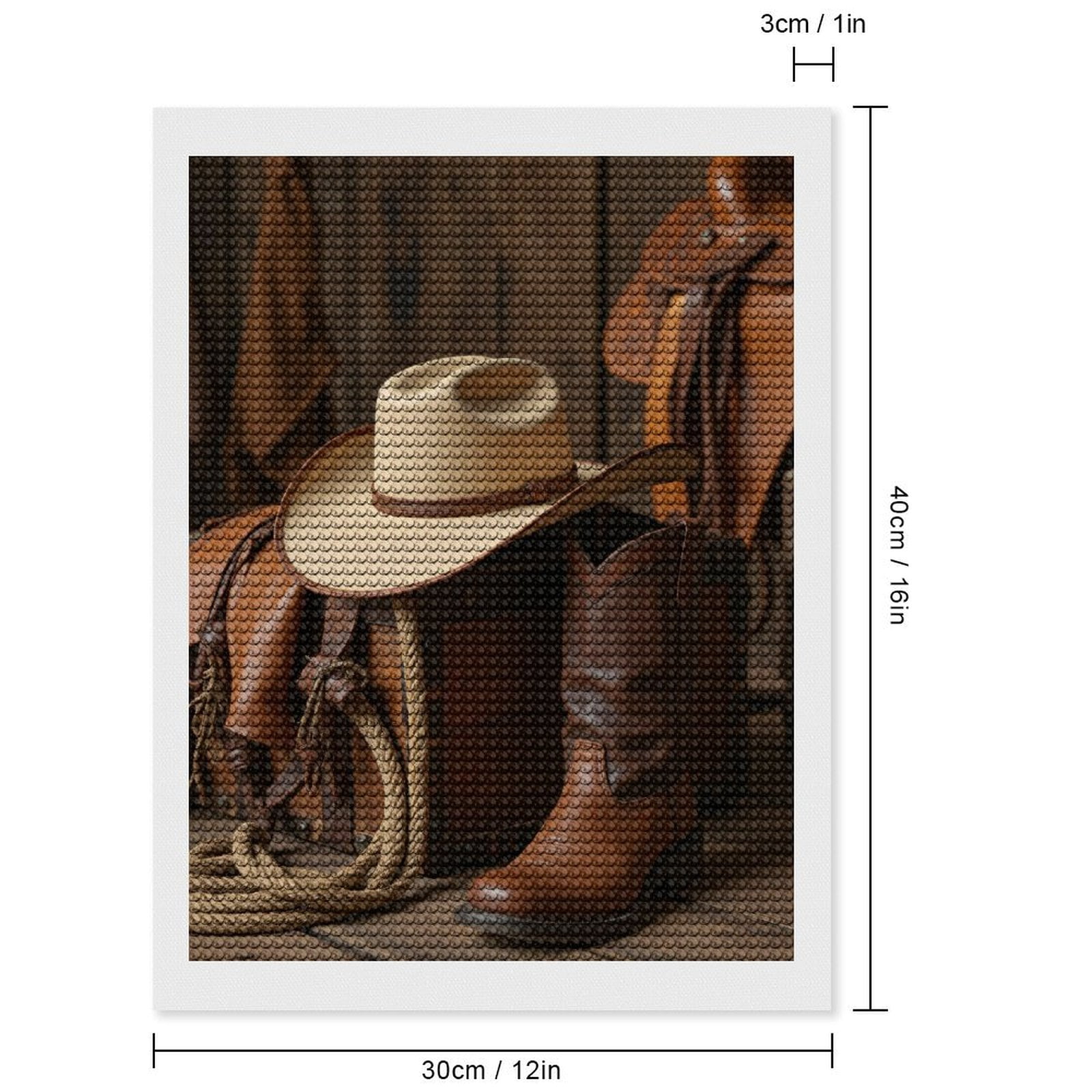Diamond Art Kits for Adults, Cowboy Gear Rustic Chest Boot Hat 5D Diamond Painting Kits for Adults Beginners, DIY Full Drill Diamond Painting, Gem Art and Crafts 12x16