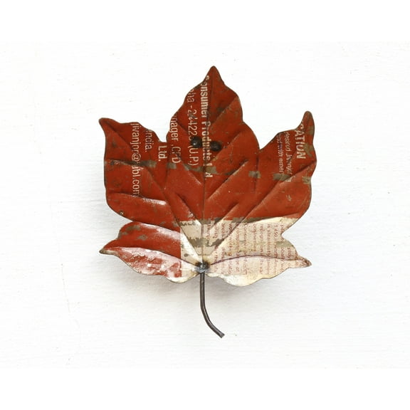 De Kulture Works Handcrafted Recycled Iron Mini Leaf Wall Mount Decorative Collectible Figurine Showpiece Set of 2