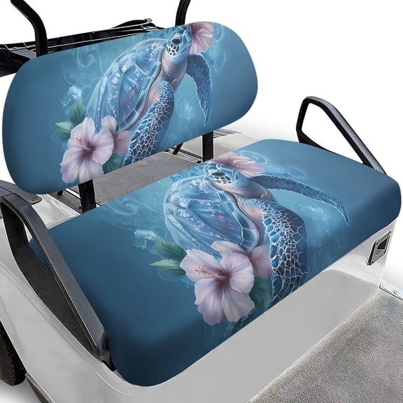 HUIACONG Turtle Floral Stretchable Golf Cart Seat Cover Blanket, Dustproof Comfortable Soft and Comfortable Golf Cart Seat Covers for Club Car Precedent Front Seats Club Car Precedent Ordinary Seats