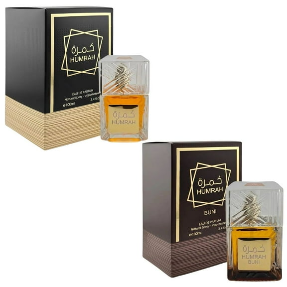 Humrah Collection for Men – Set of 2 Eau de Toilette Sprays (Humrah & Humrah Buni) – 3.4 FL Oz | 100 ml Each – Long-Lasting, Oriental & Woody Fragrance Gift Set