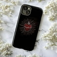 thumbnail image 5 of Dark Radiant Heart Phone Case, Gothic Sacred Heart Design with Silver Rays on Black, Slim Phone Protective Case for iPhone 16 15 14 13 12 Pro Max Mini, 5 of 6