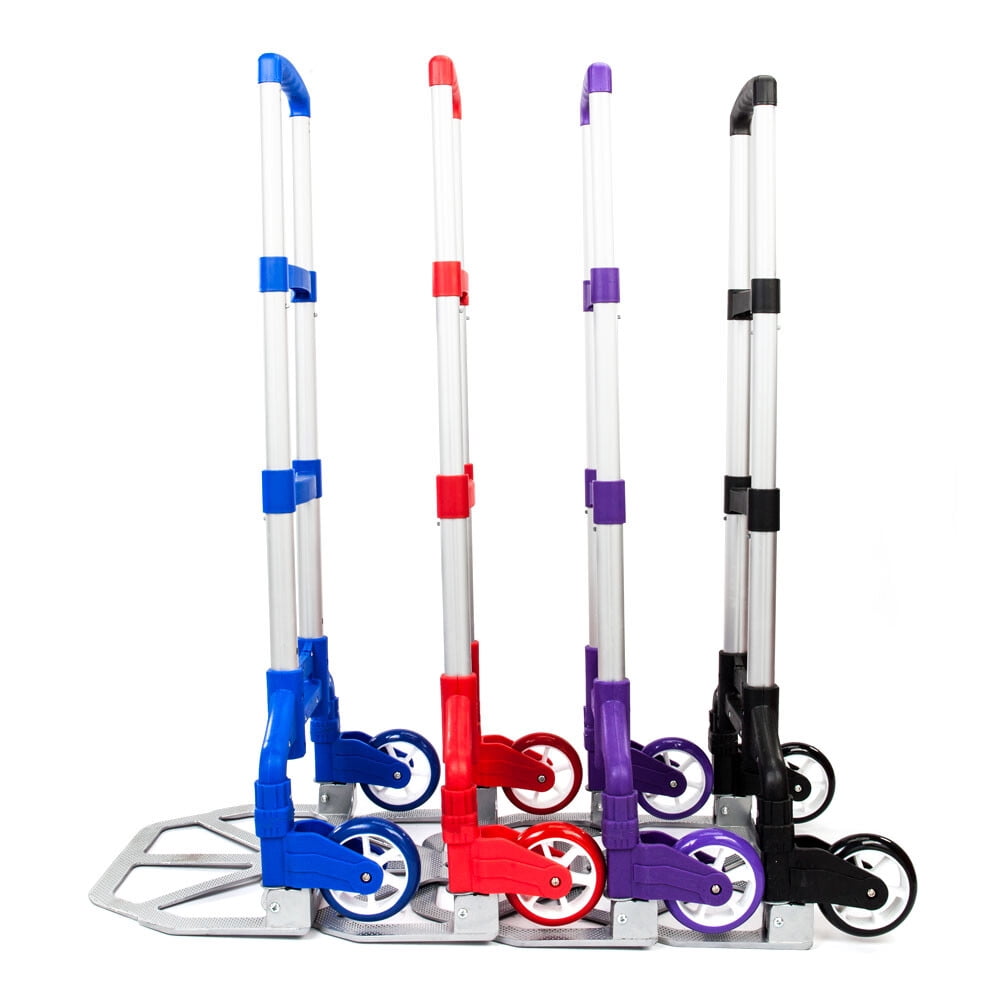 Small Folding Hand Truck Dolly with 2 Wheels, Foldable Luggage Cart, Lightweight Aluminum Collapsible Trolly Portable Dolly for  Home, Auto, Office,Moving Airport Travel Use,Purple