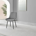 thumbnail image 5 of Furniturebox UK Pesaro Modern Adult Gray Velvet Dining Side Chairs, Set of 2 (Black Legs), 5 of 6
