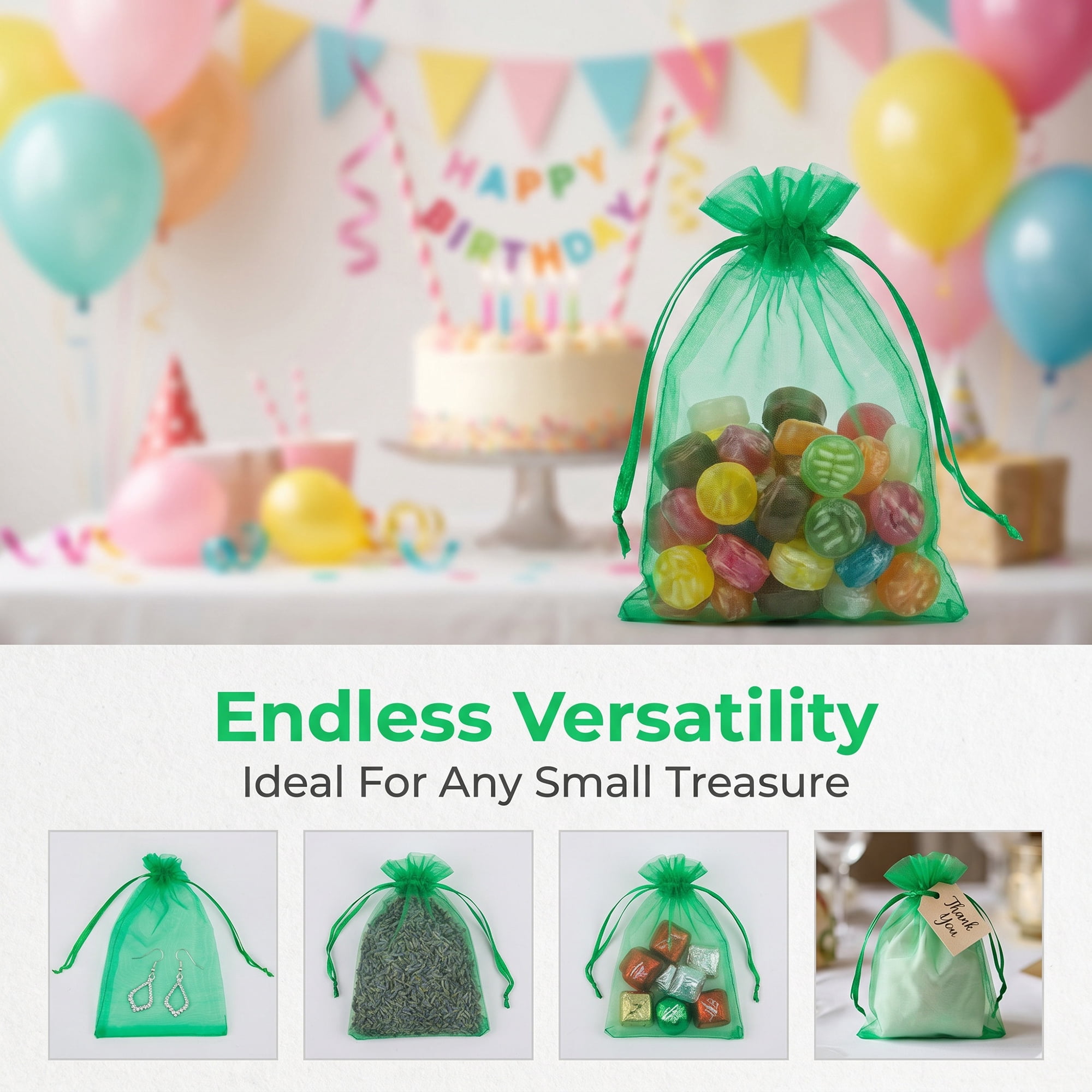 Unique Bargains Multi-Purpose Gift Bags with Handles for Events Dark Green 3.5" x 4.7"