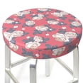 thumbnail image 3 of Pofeuu Rose Flowers Print Round Bar Stool Covers - Super Soft and Washable Elastic Stool Cushion Slipcover Easy Clean Velvet-14 inch, 3 of 7