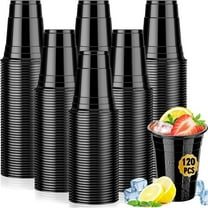 120 Pack 16 oz Black Plastic Cups, Party Cups for Weddings, Birthdays, Halloween and Christmas, Disposable Cups for Travel, Picnics, Barbecues, Beer
